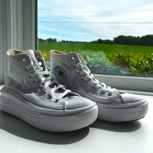 White platform high top Converse